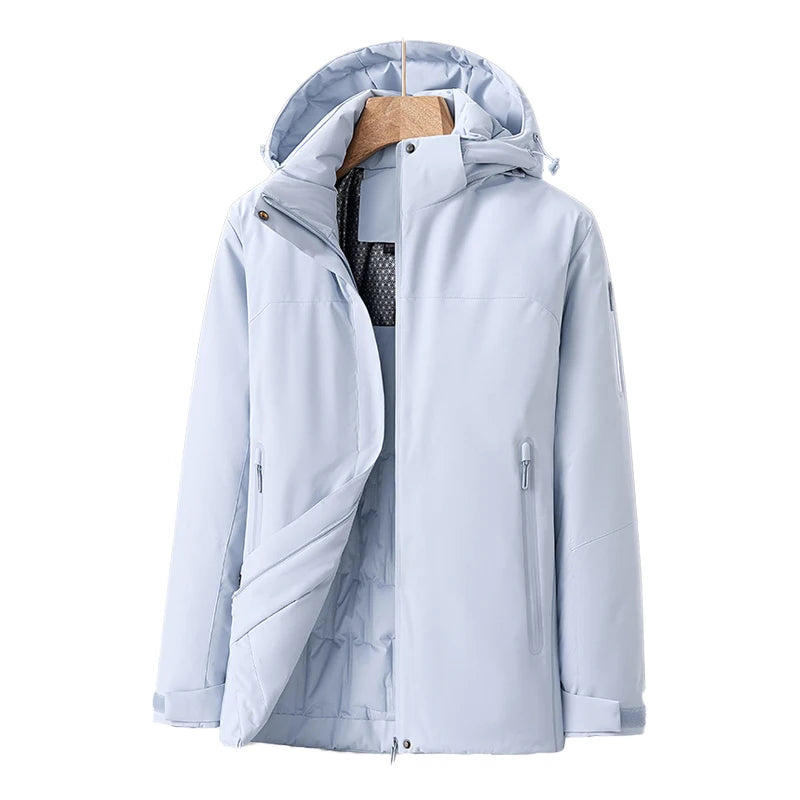 Elegant Women’s Quilted Winter Coat – Waterproof and Windproof Jacket with Detachable Hood for Cold Weather 10