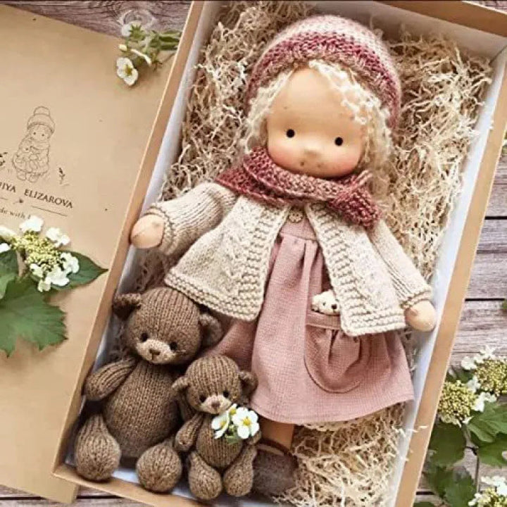 Elise | Handmade Waldorf Plush Doll – Soft Cotton Toy with Fabric Box | Sweet & Snuggly | For Children’s Birthday & Daily Fun 25