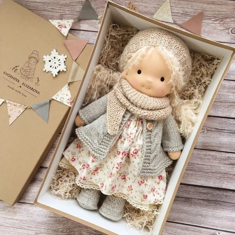 Elise | Handmade Waldorf Plush Doll – Soft Cotton Toy with Fabric Box | Sweet & Snuggly | For Children’s Birthday & Daily Fun 30