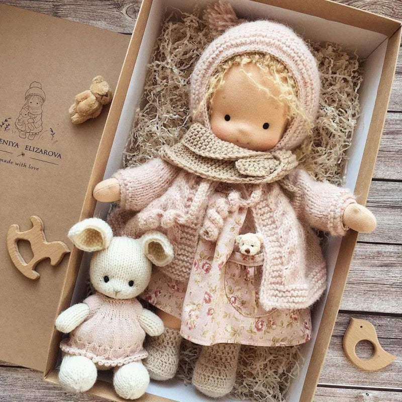 Elise | Handmade Waldorf Plush Doll – Soft Cotton Toy with Fabric Box | Sweet & Snuggly | For Children’s Birthday & Daily Fun 34