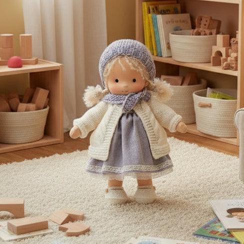 EloraCotton | Soft Charming Handmade Waldorf Doll for Imaginative Play 0