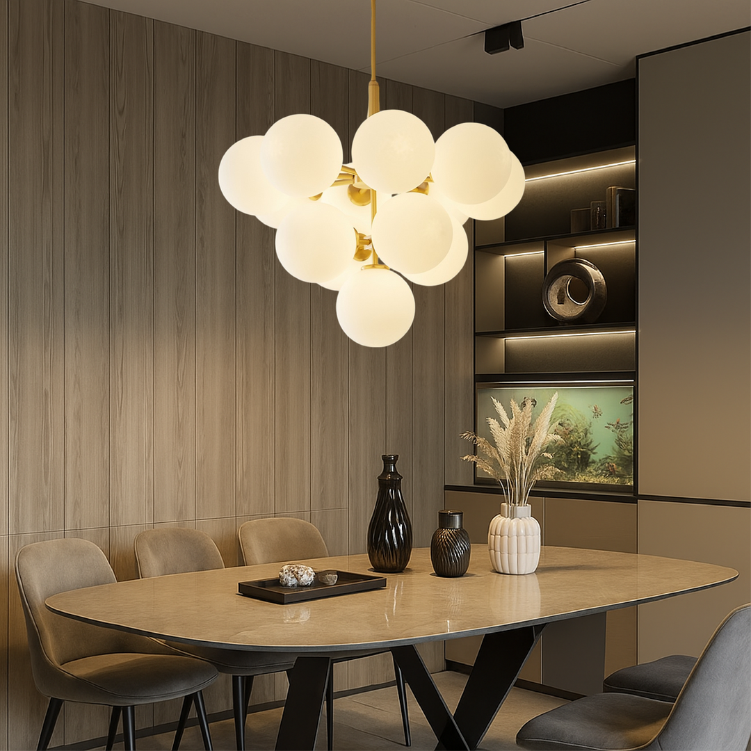 Entra | Nordic Ball Chandelier with Luminous Modern Design 4