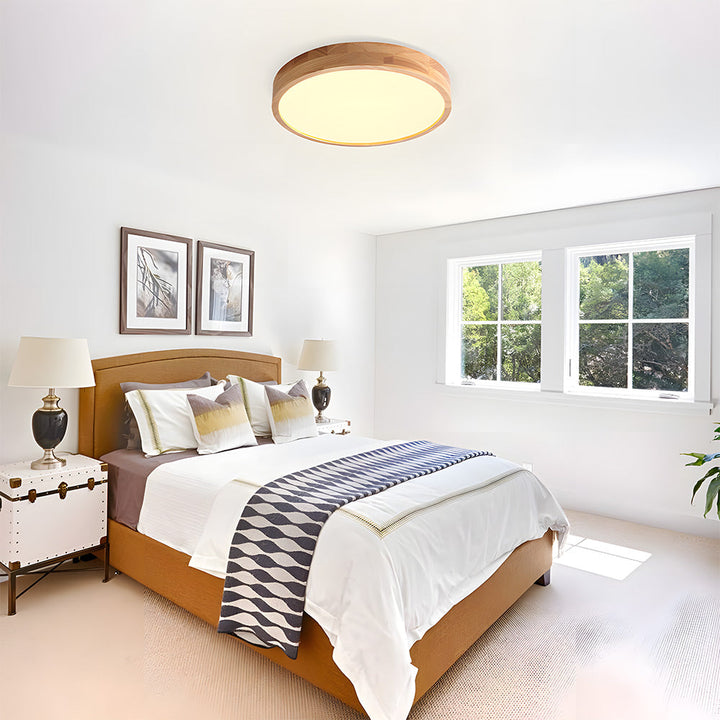 Erlivon | Modern Minimalist LED Wood Flush Mount Ceiling Light Fixture 11