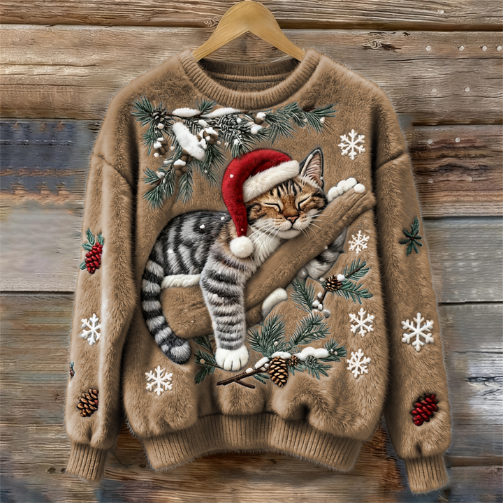 Festive Cat Collection | Cat Christmas Sweater with 3D Appliqué – Cozy Design for Holiday Cheer 1