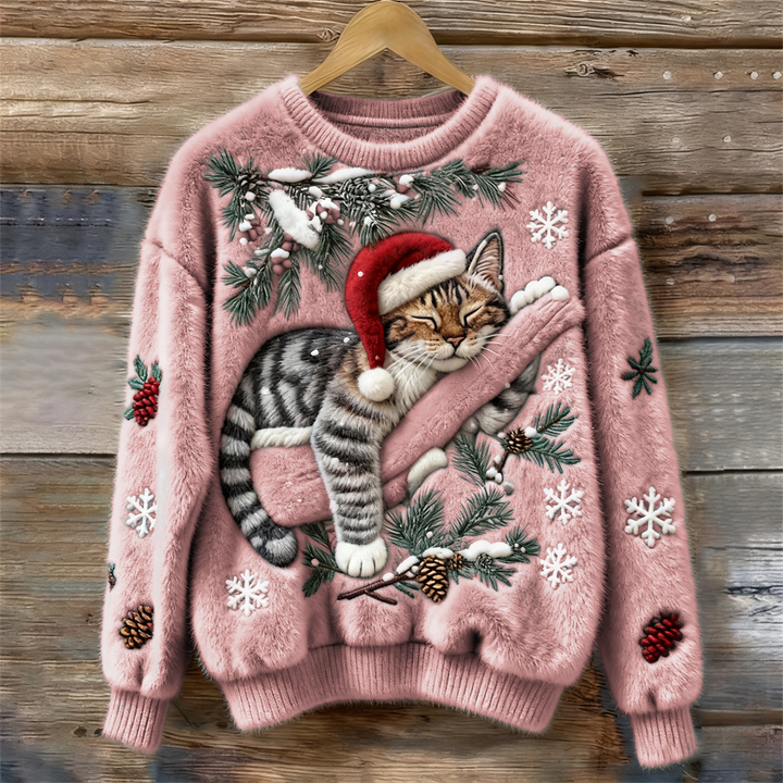 Festive Cat Collection | Cat Christmas Sweater with 3D Appliqué – Cozy Design for Holiday Cheer 2