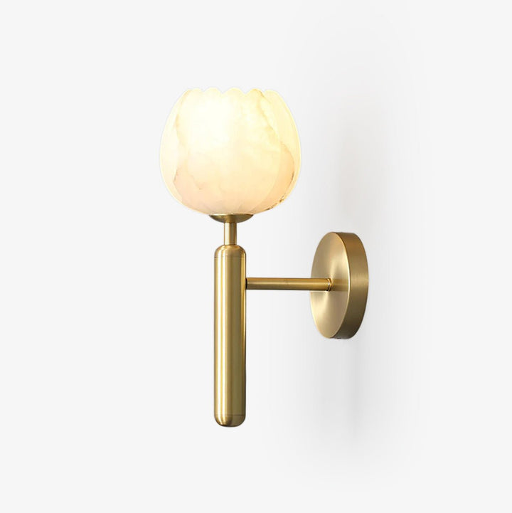 FloraGlow | Elegant Brass Alabaster Wall Sconce Lighting for Modern Interiors 2