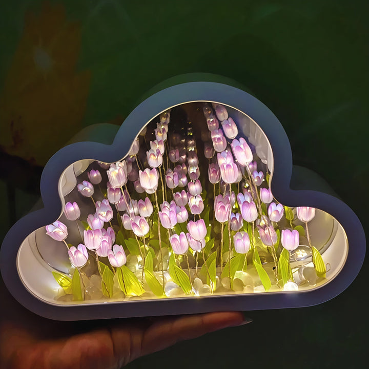 FloraGlow | Elegant Compact LED Floral Infinity Mirror Table Lamp 2