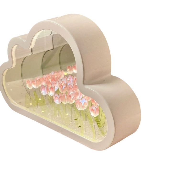 FloraGlow | Elegant Compact LED Floral Infinity Mirror Table Lamp 4