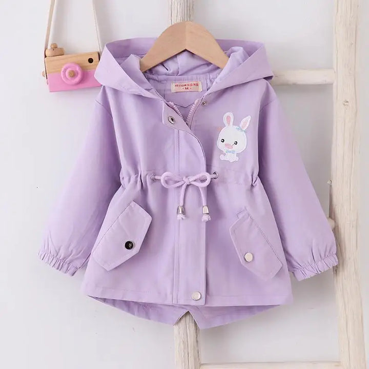 Girls Rain Jacket Hooded Cute Rabbit Design Spring Autumn Windbreaker Coat 2
