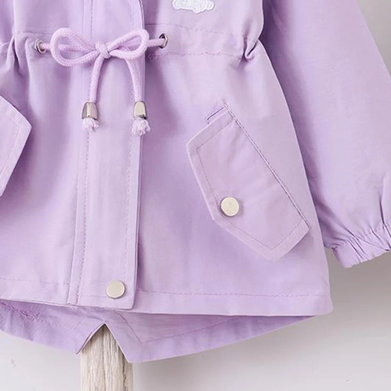 Girls Rain Jacket Hooded Cute Rabbit Design Spring Autumn Windbreaker Coat 4