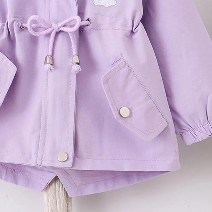 Girls Rain Jacket Hooded Cute Rabbit Design Spring Autumn Windbreaker Coat 4