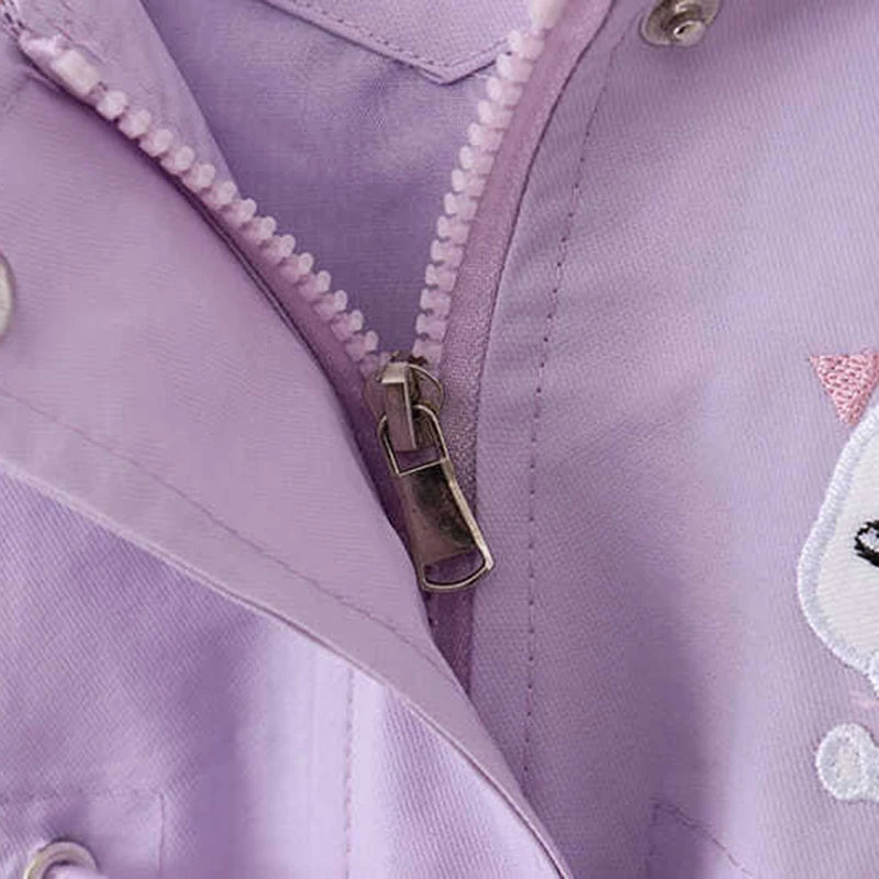 Girls Rain Jacket Hooded Cute Rabbit Design Spring Autumn Windbreaker Coat 5