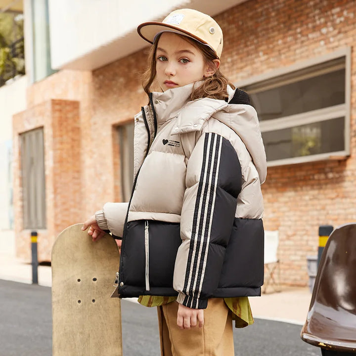 Girls’ Puffer Jacket Hooded Duck Down Gradient Insulated Coat Ages 5-12 6