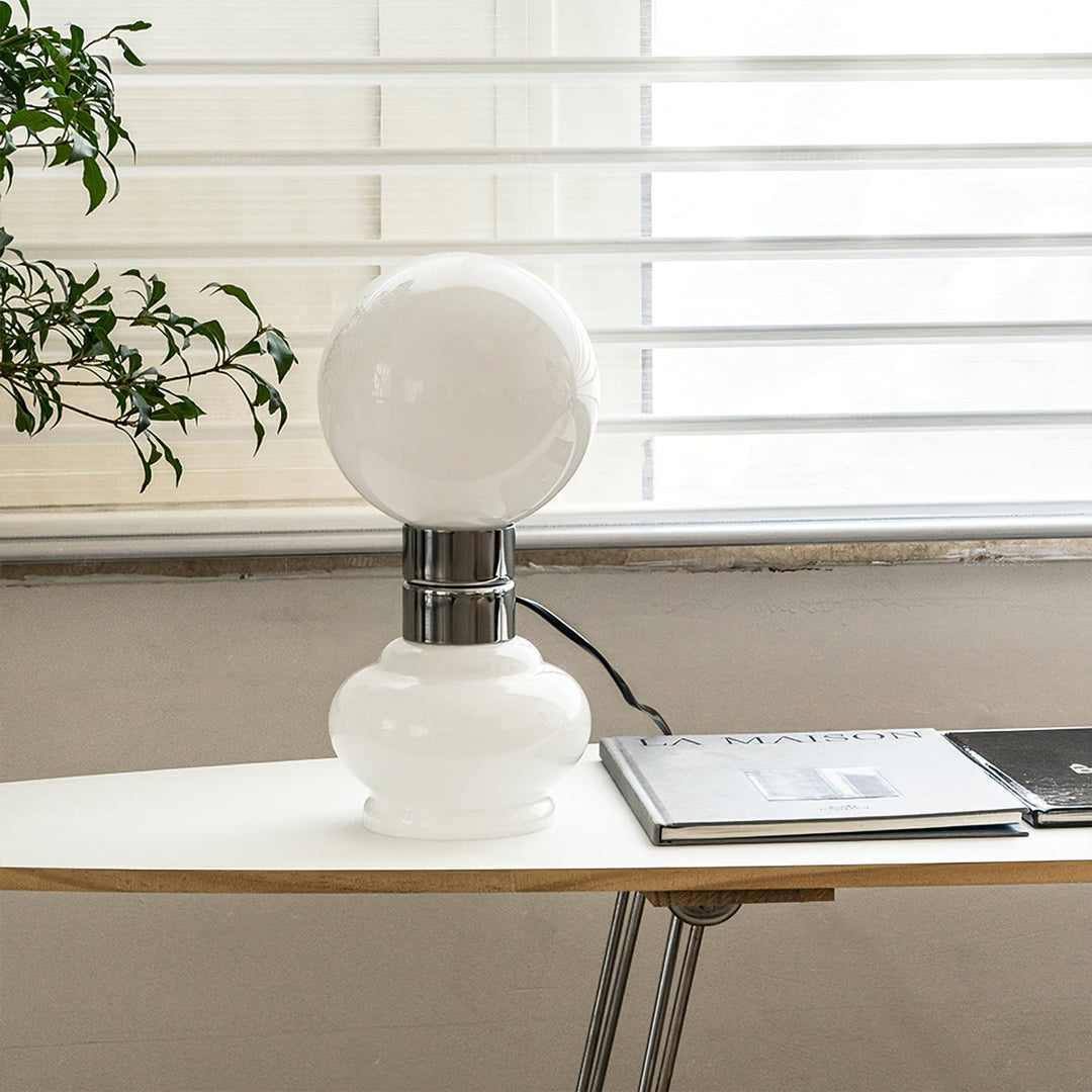 GlobeLume – Sleek White Glass Lamp Design 2