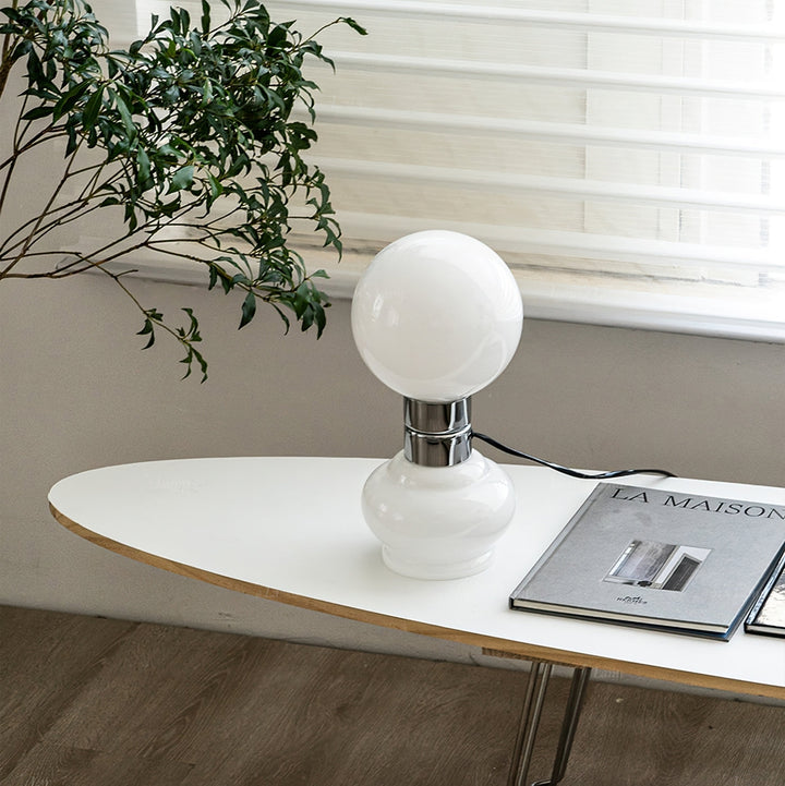 GlobeLume – Sleek White Glass Lamp Design 4