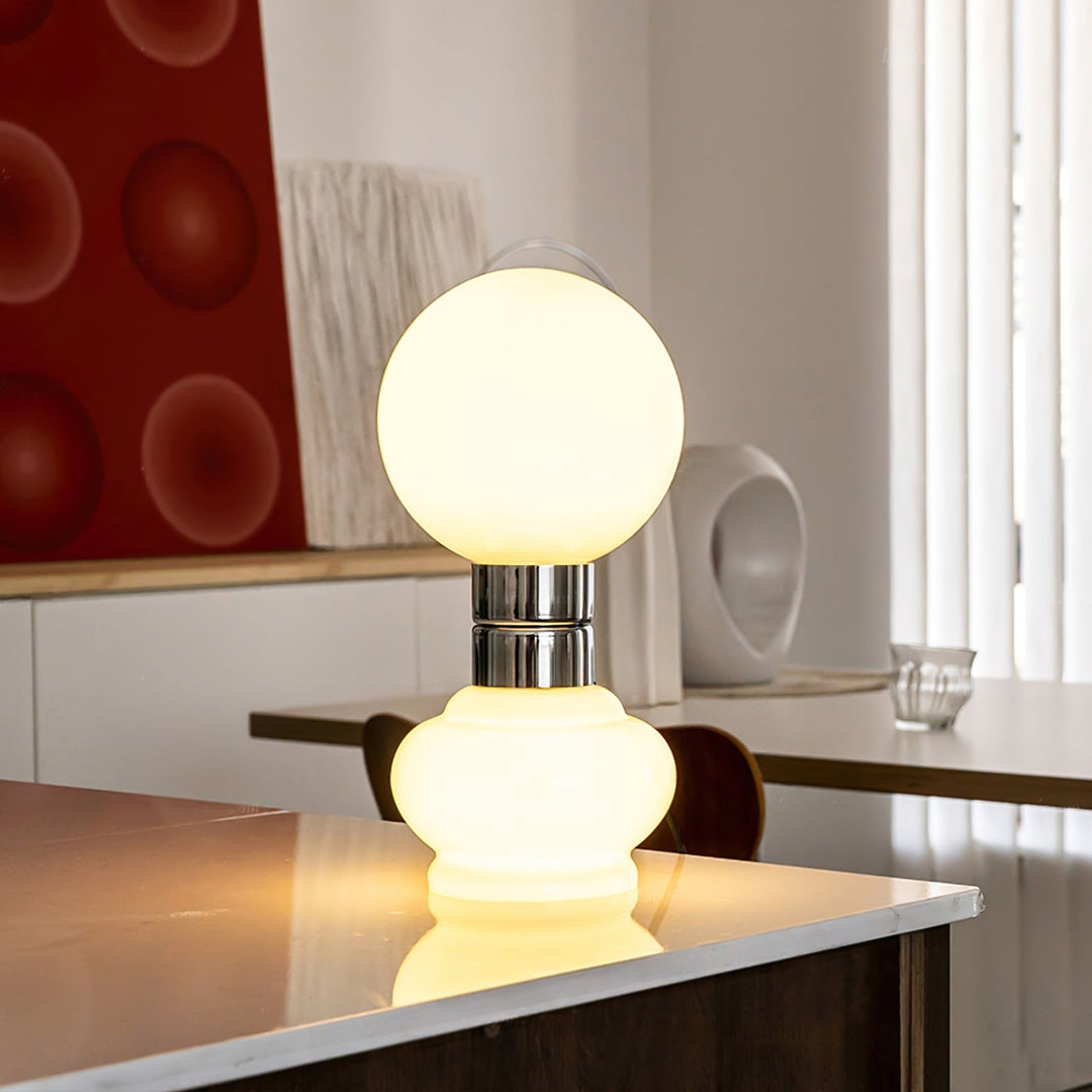 GlobeLume – Sleek White Glass Lamp Design 6