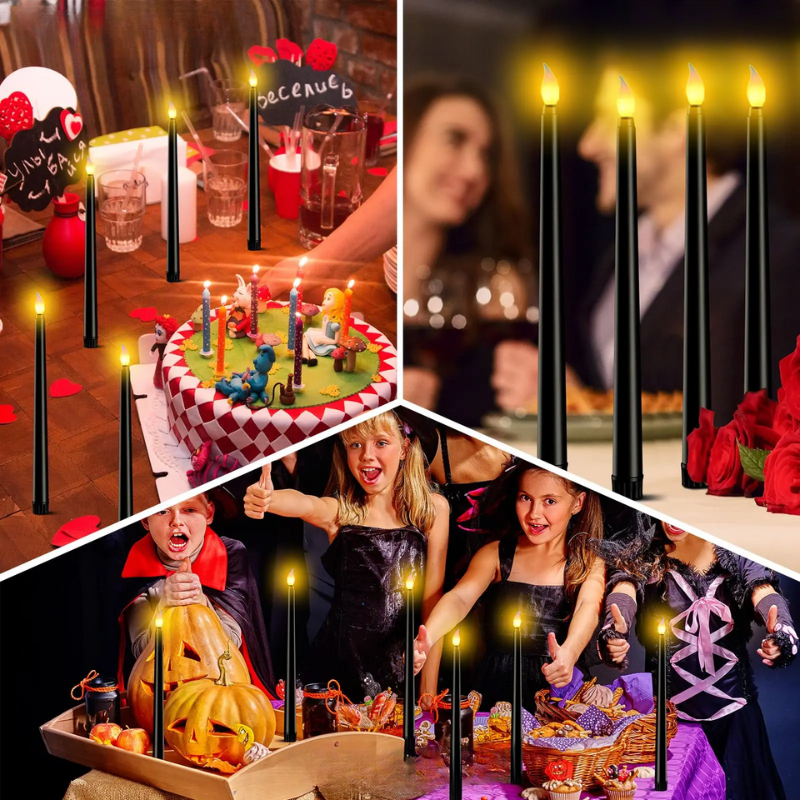 GloomLight - LED Black Taper Candles for Halloween and Weddings 3