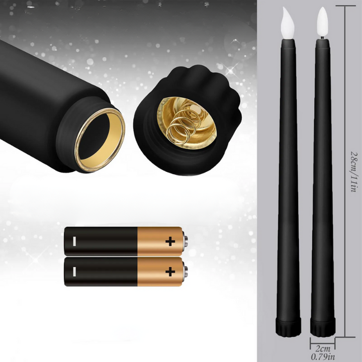 GloomLight - LED Black Taper Candles for Halloween and Weddings 6