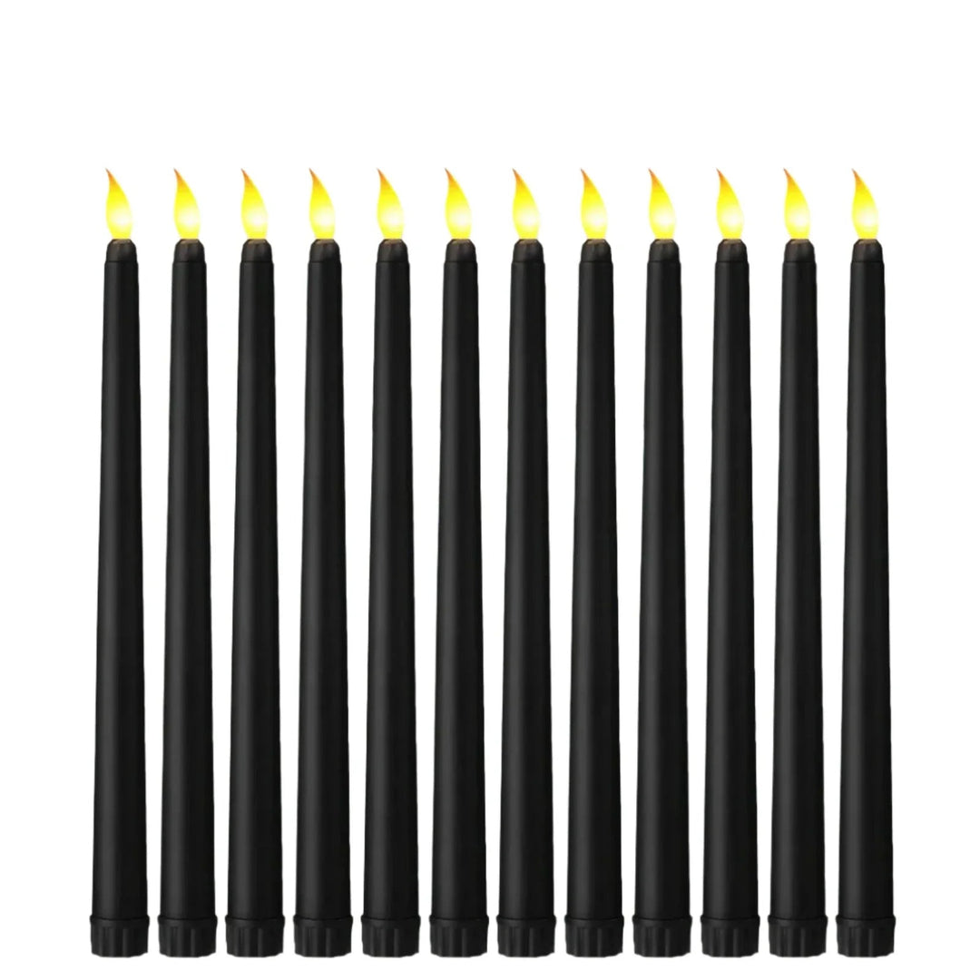 GloomLight - LED Black Taper Candles for Halloween and Weddings 9