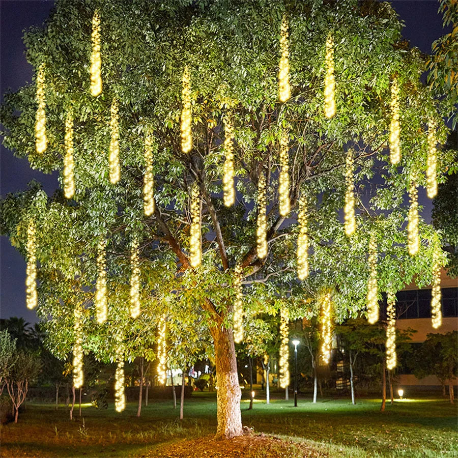 GlowCascade – Hanging LED String Lights for Garden and Patio Decor 6