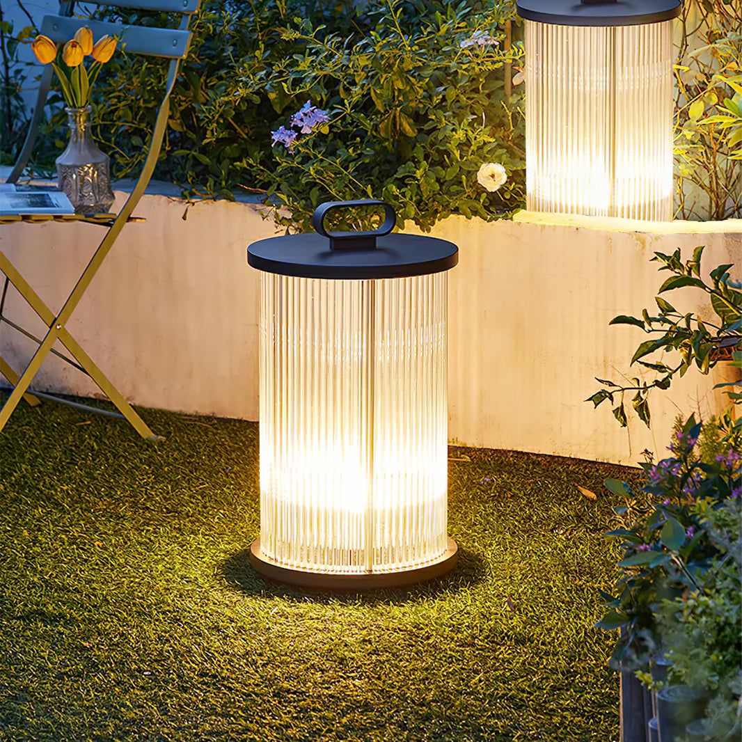 GlowSphere – Elegant Glass and Stainless Steel Garden Lamp 0