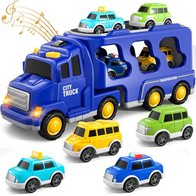 Grote Vrachtwagen Speelgoed Dubbellaags Met Mini Voertuigen En Muziekfunctie ABS-Plastic 3