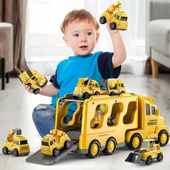 Grote Vrachtwagen Speelgoed Dubbellaags Met Mini Voertuigen En Muziekfunctie ABS-Plastic 4