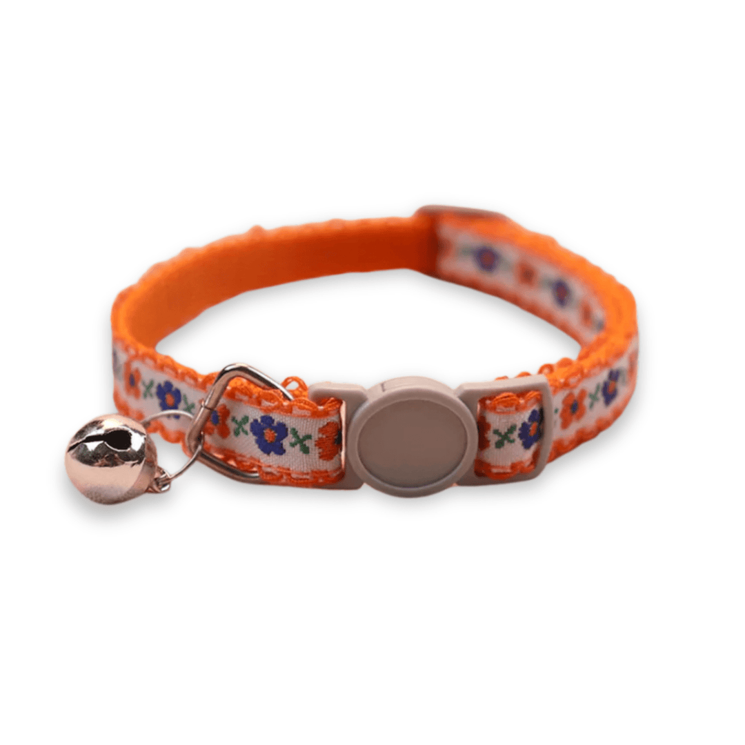 Handmade Floral Pattern Pet Collar for Cats and Puppies – Adjustable with Bell 10