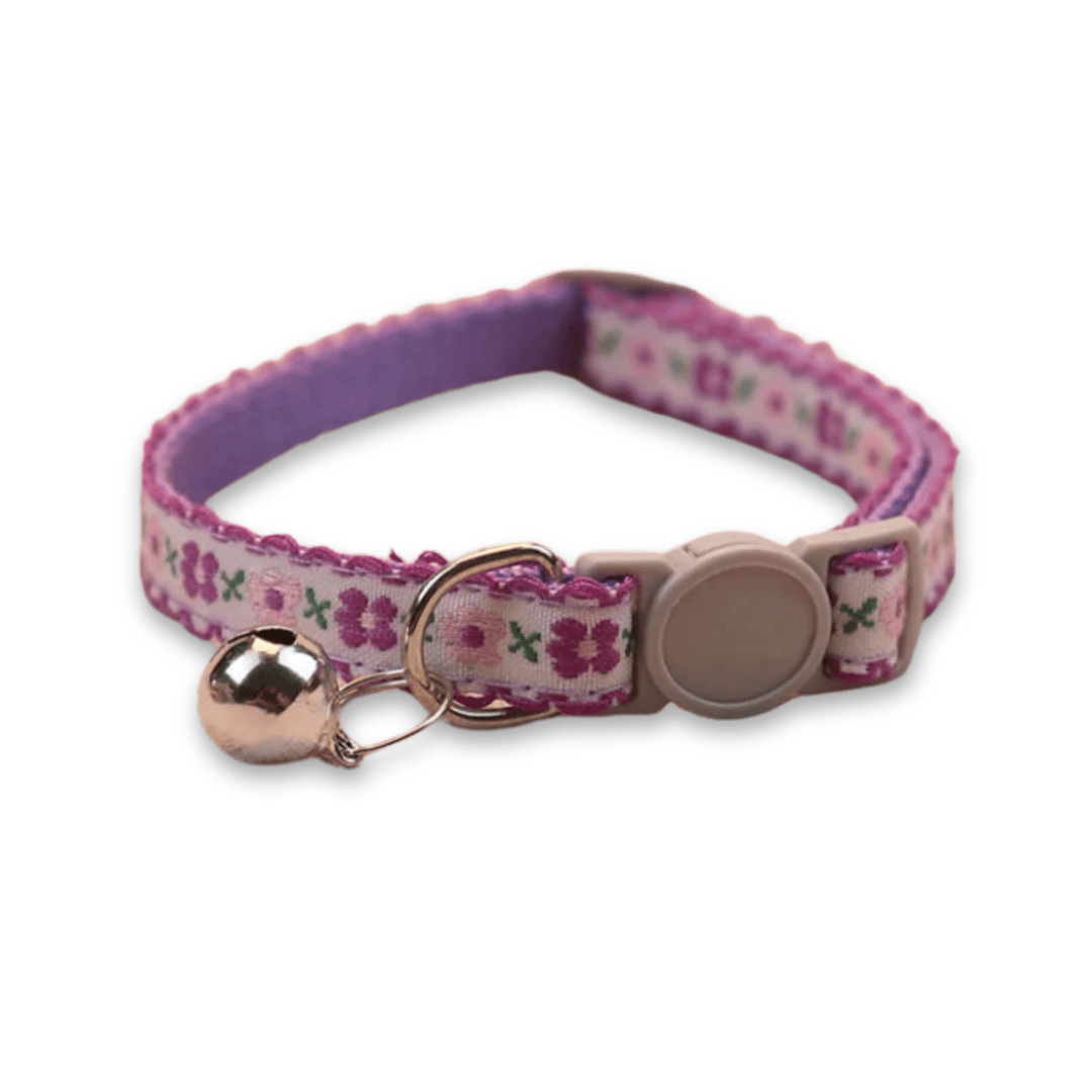 Handmade Floral Pattern Pet Collar for Cats and Puppies – Adjustable with Bell 12