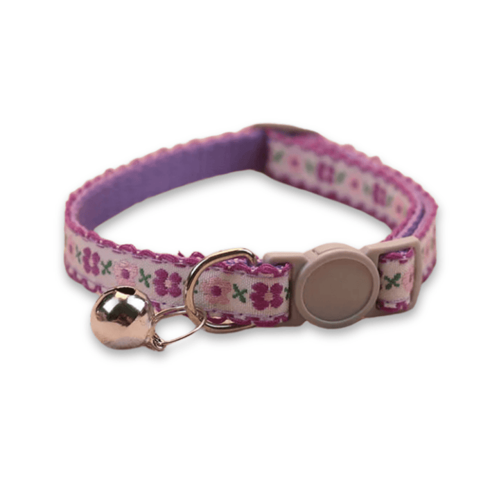 Handmade Floral Pattern Pet Collar for Cats and Puppies – Adjustable with Bell 12