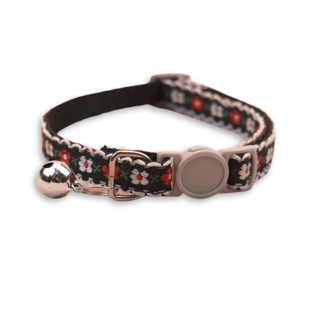 Handmade Floral Pattern Pet Collar for Cats and Puppies – Adjustable with Bell 14
