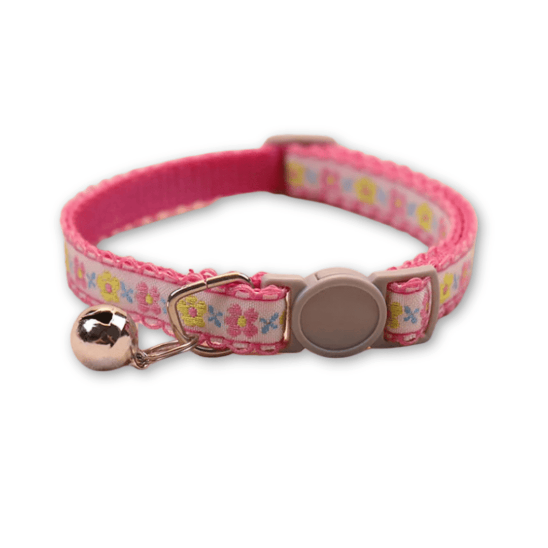 Handmade Floral Pattern Pet Collar for Cats and Puppies – Adjustable with Bell 6