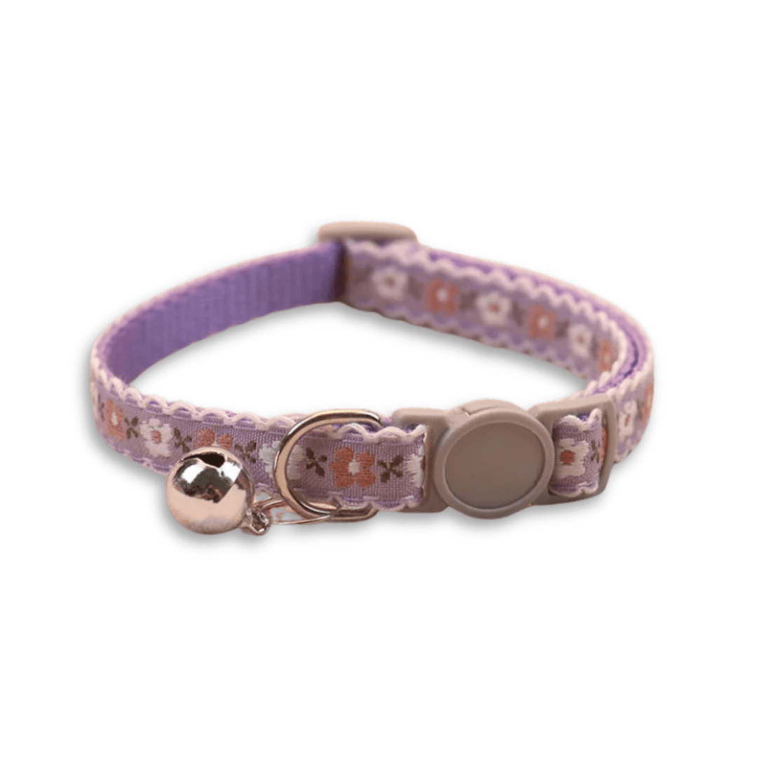 Handmade Floral Pattern Pet Collar for Cats and Puppies – Adjustable with Bell 7