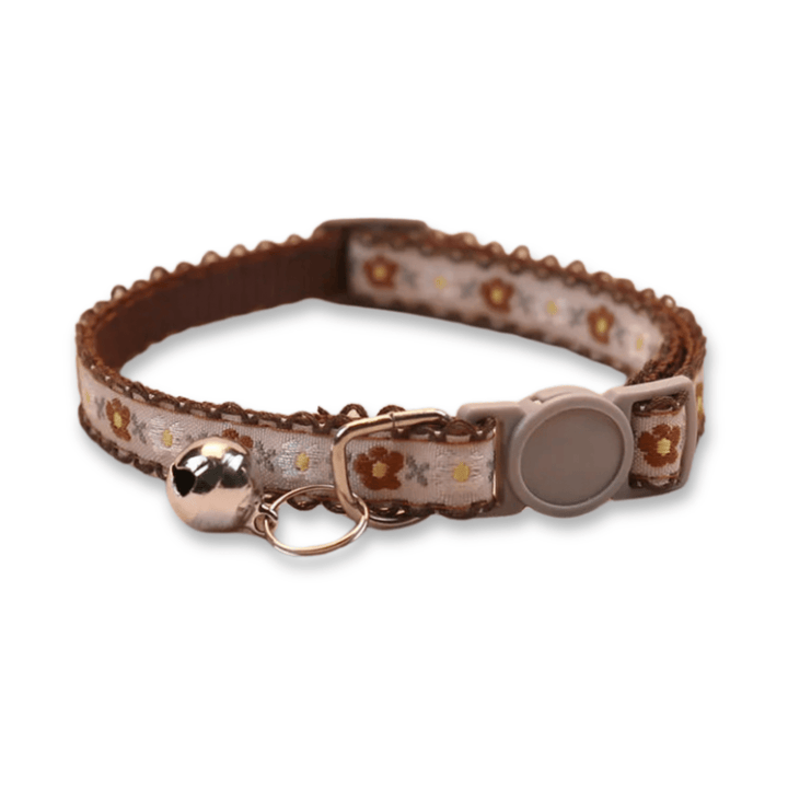 Handmade Floral Pattern Pet Collar for Cats and Puppies – Adjustable with Bell 8