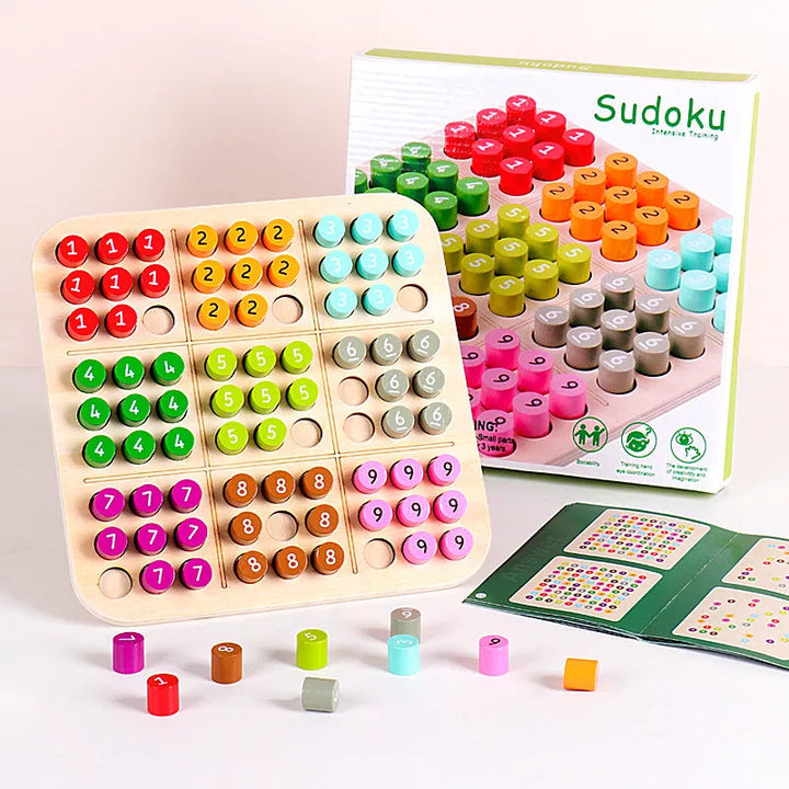 Houten 3D Sudoku Spel Educatief Handgemaakt Veilig Voor Kinderen 22x22 cm 0