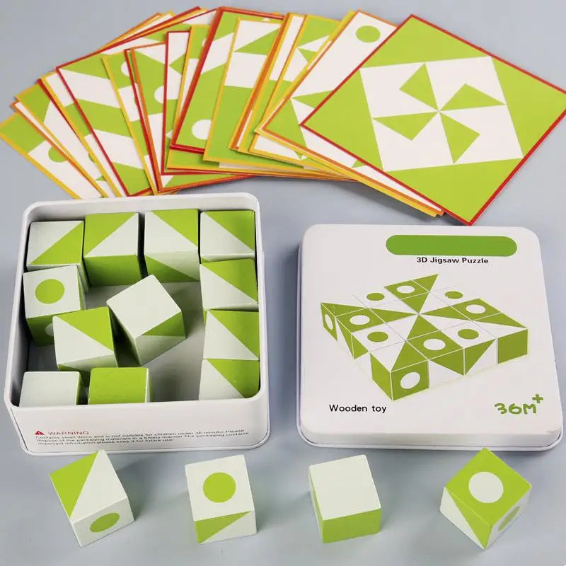 Houten Geometrisch Denkspel voor Kinderen met 16 Blokken en 30 Patronen – Creatief en Educatief Spel vanaf 3 Jaar 1