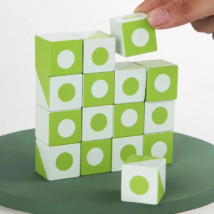Houten Geometrisch Denkspel voor Kinderen met 16 Blokken en 30 Patronen – Creatief en Educatief Spel vanaf 3 Jaar 2
