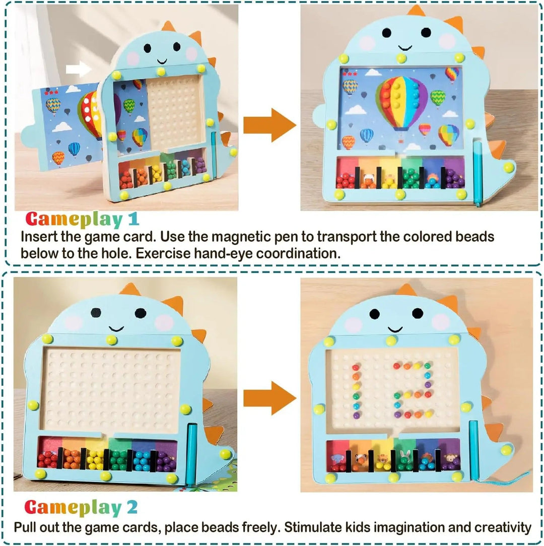 Houten Magnetische Ballenpuzzel voor Kinderen – Creatieve Doolhofuitdaging met Kleurige Kralen en Transparante Afdekking 3