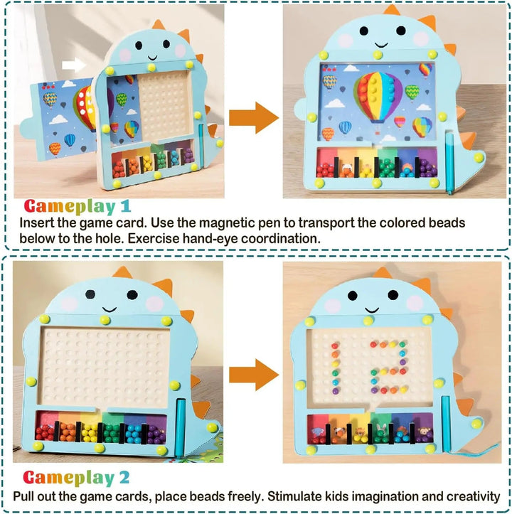 Houten Magnetische Ballenpuzzel voor Kinderen – Creatieve Doolhofuitdaging met Kleurige Kralen en Transparante Afdekking 3