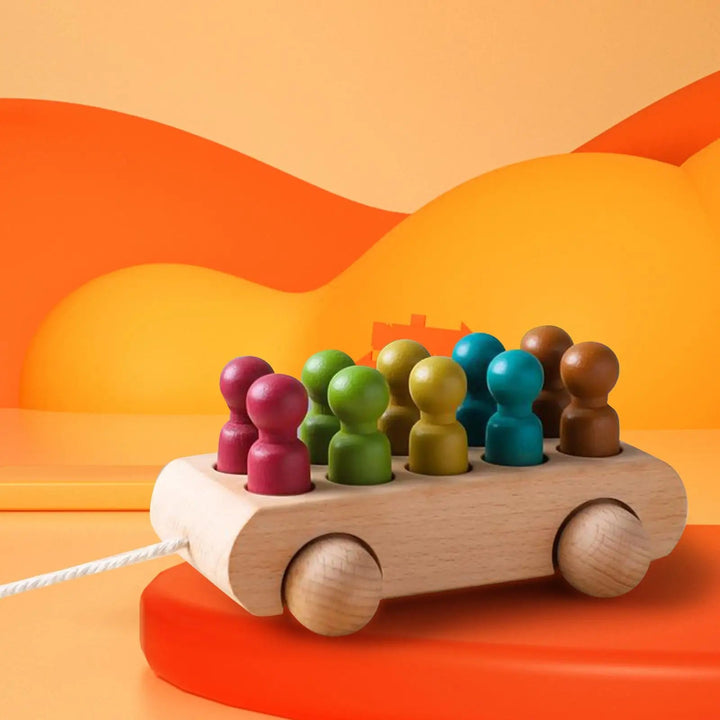 Houten Poppen Auto Set voor Motoriek en Creativiteit - Duurzaam Beukenhout en Veilig Speelgoed 3