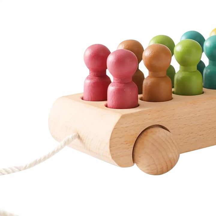 Houten Poppen Auto Set voor Motoriek en Creativiteit - Duurzaam Beukenhout en Veilig Speelgoed 4
