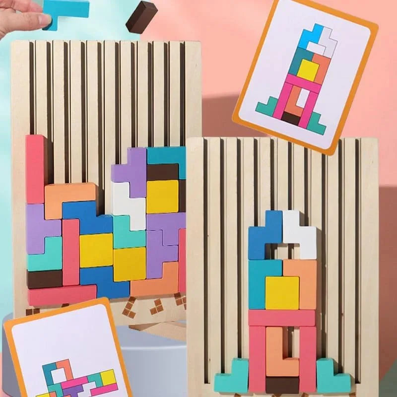 Houten Puzzel Totem™ - Creatief Denk- en Bouwspel voor Teamwerk, 21 x 32 x 4 cm, Versterkt Teamgeest en Probleemoplossend Vermogen 2
