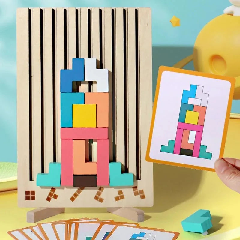 Houten Puzzel Totem™ - Creatief Denk- en Bouwspel voor Teamwerk, 21 x 32 x 4 cm, Versterkt Teamgeest en Probleemoplossend Vermogen 3