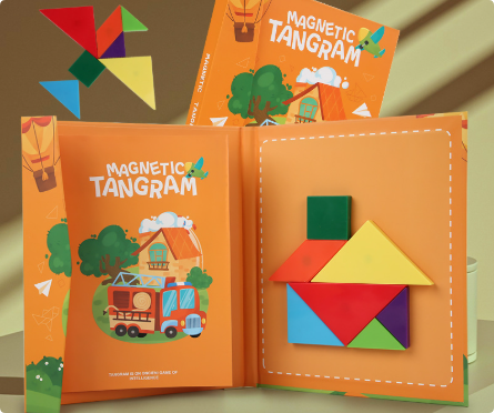 Houten Tangram Puzzel 37x22 cm – Creatief Speelgoed voor Kinderen, Stimuleert Probleemoplossend Vermogen en Ruimtelijk Inzicht 0
