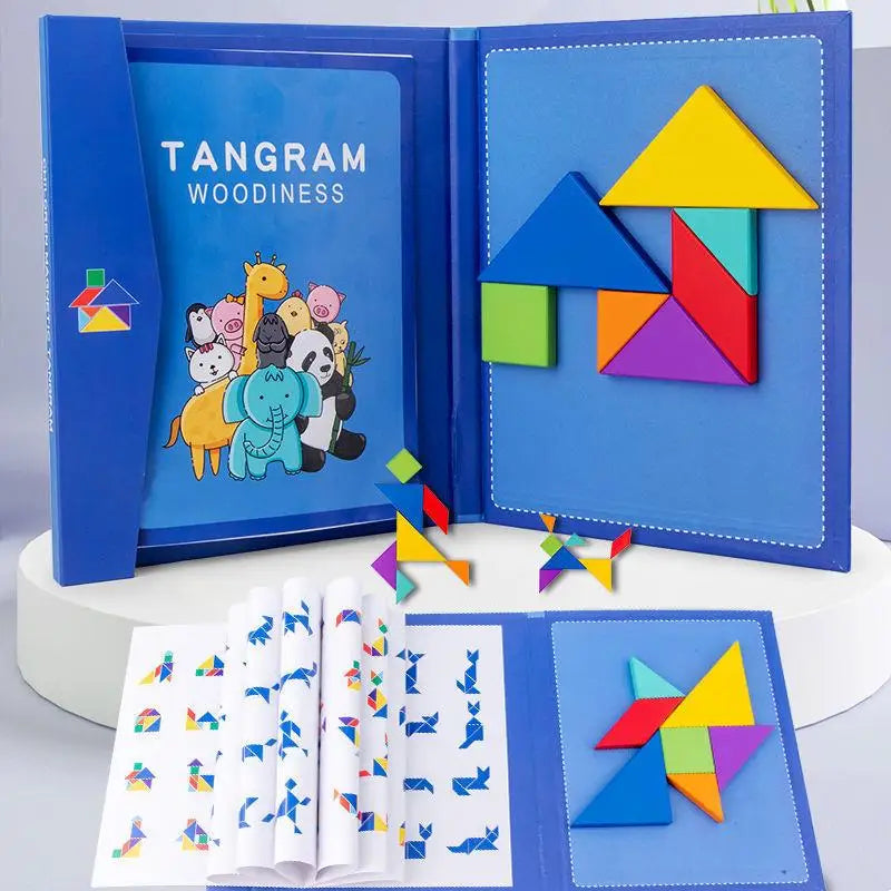 Houten Tangram Puzzel 37x22 cm – Creatief Speelgoed voor Kinderen, Stimuleert Probleemoplossend Vermogen en Ruimtelijk Inzicht 1