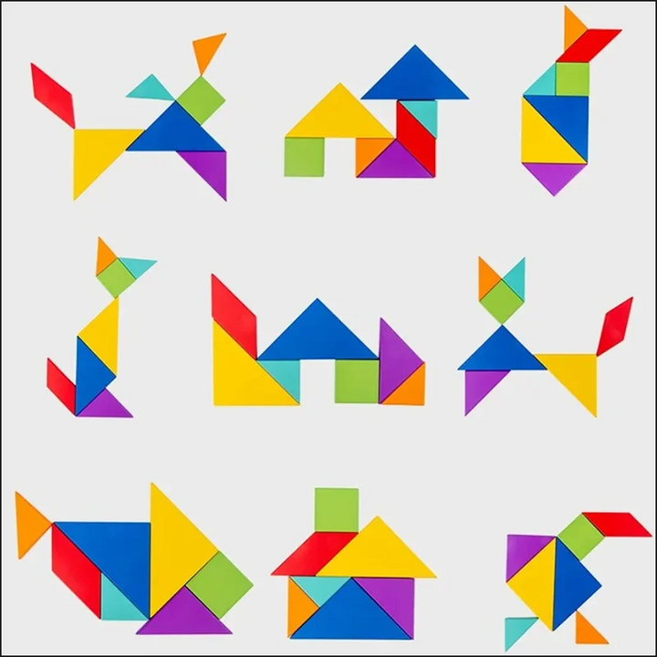 Houten Tangram Puzzel 37x22 cm – Creatief Speelgoed voor Kinderen, Stimuleert Probleemoplossend Vermogen en Ruimtelijk Inzicht 4