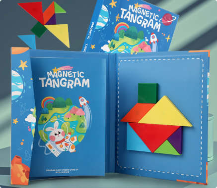 Houten Tangram Puzzel 37x22 cm – Creatief Speelgoed voor Kinderen, Stimuleert Probleemoplossend Vermogen en Ruimtelijk Inzicht 8
