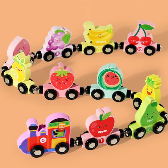 Houten Treinspeelgoed met Magnetische Verbindingen voor Kinderen van 2 tot 3 Jaar - Kleuren en Vormen Stimulerend Speelgoed 11