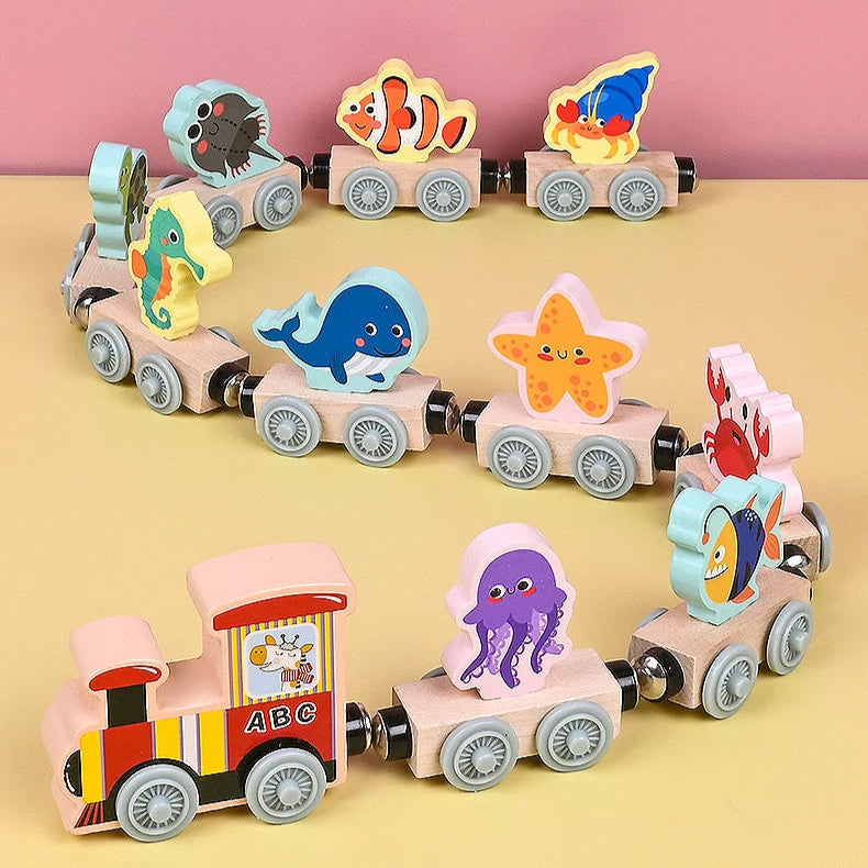 Houten Treinspeelgoed met Magnetische Verbindingen voor Kinderen van 2 tot 3 Jaar - Kleuren en Vormen Stimulerend Speelgoed 8