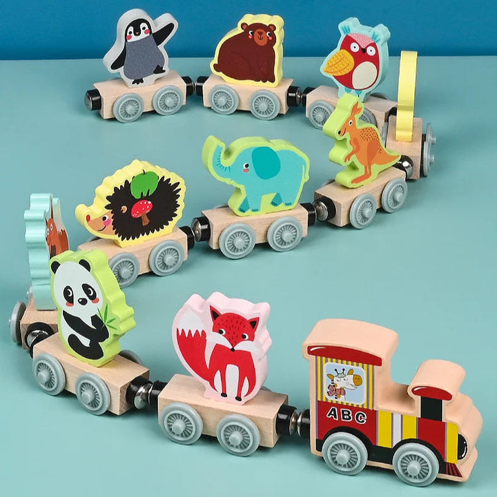 Houten Treinspeelgoed met Magnetische Verbindingen voor Kinderen van 2 tot 3 Jaar - Kleuren en Vormen Stimulerend Speelgoed 9
